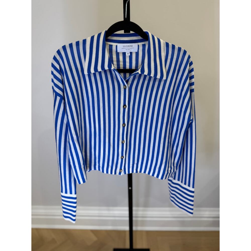 La Ligne - Womens Blue Stripe collared sweater - XS - Picture 1 of 7